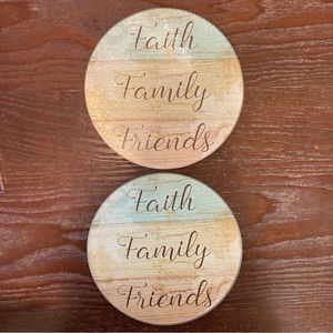 Hot Pad Glass Pan Pot Holder Brown Teal Blue Spoon Dish 8in Home Kitchen Decor